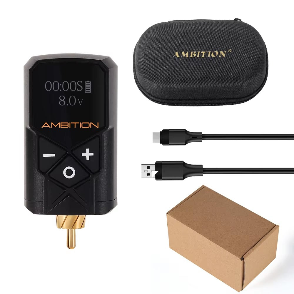Ambition mini RCA power supply for tattoo machines | Ambition Kuark Mini RCA Tattoo Power Supply