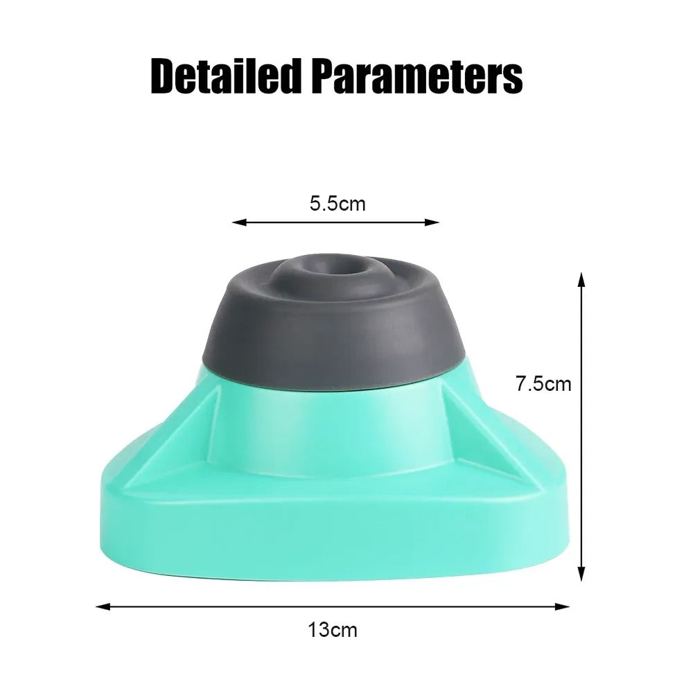 Inkmixer for tattoo bottles, helpful to shake good the ink before using. Detailed parameters of the Mini Vortex Mixer, showcasing its dimensions with a width of 13 cm, height of 7.5 cm, and a top diameter of 5.5 cm. The compact turquoise and gray design is ideal for efficient mixing