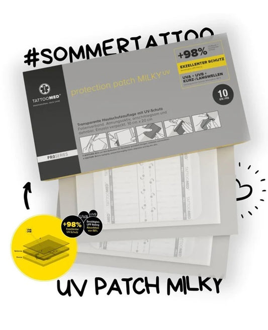 TattooMed protection UV Patch Milky 20/10cm x 10 | защитни лепенки 98% UV