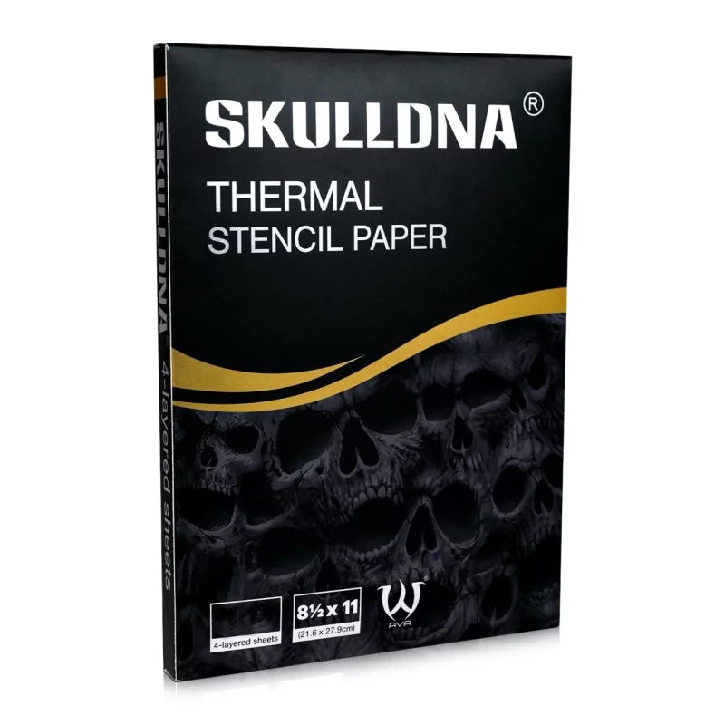 SKULLDNA Thermal Stencil Paper demonstrating the structure of 4-layered sheets, perfect for detailed stencil work