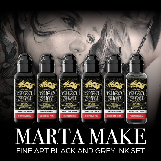 Kuro Sumi Imperial Tattoo Ink - Marta Make Fine Art Black and Grey Set 6 x 44ml (EU REACH )