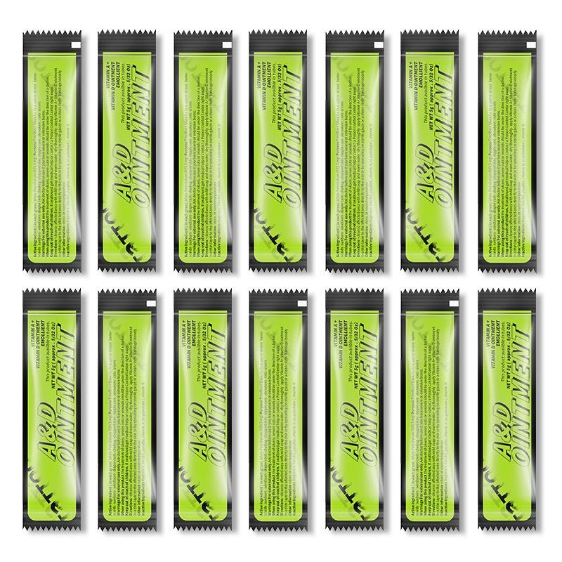 Array of individually packed 5ml aftercare sachets for tattoo healing.