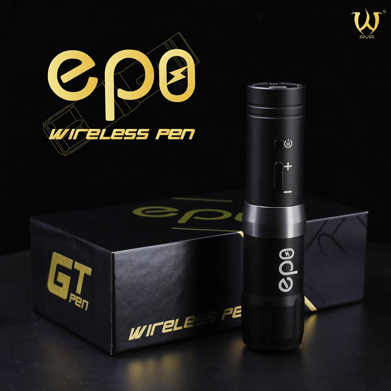 AVA GT Wireless Pen EP8 in black, displayed with its packaging.