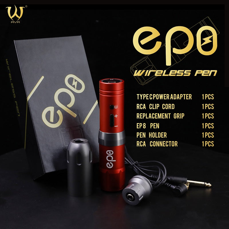 Full AVA GT Wireless Pen EP8 kit in red, including accessories like the RCA connector and pen holder.