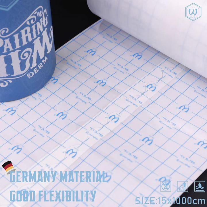 AVA Repairing Film 3Gen - Close-up of premium German material with grid design for easy cutting and customization, size 15CM x 10M.