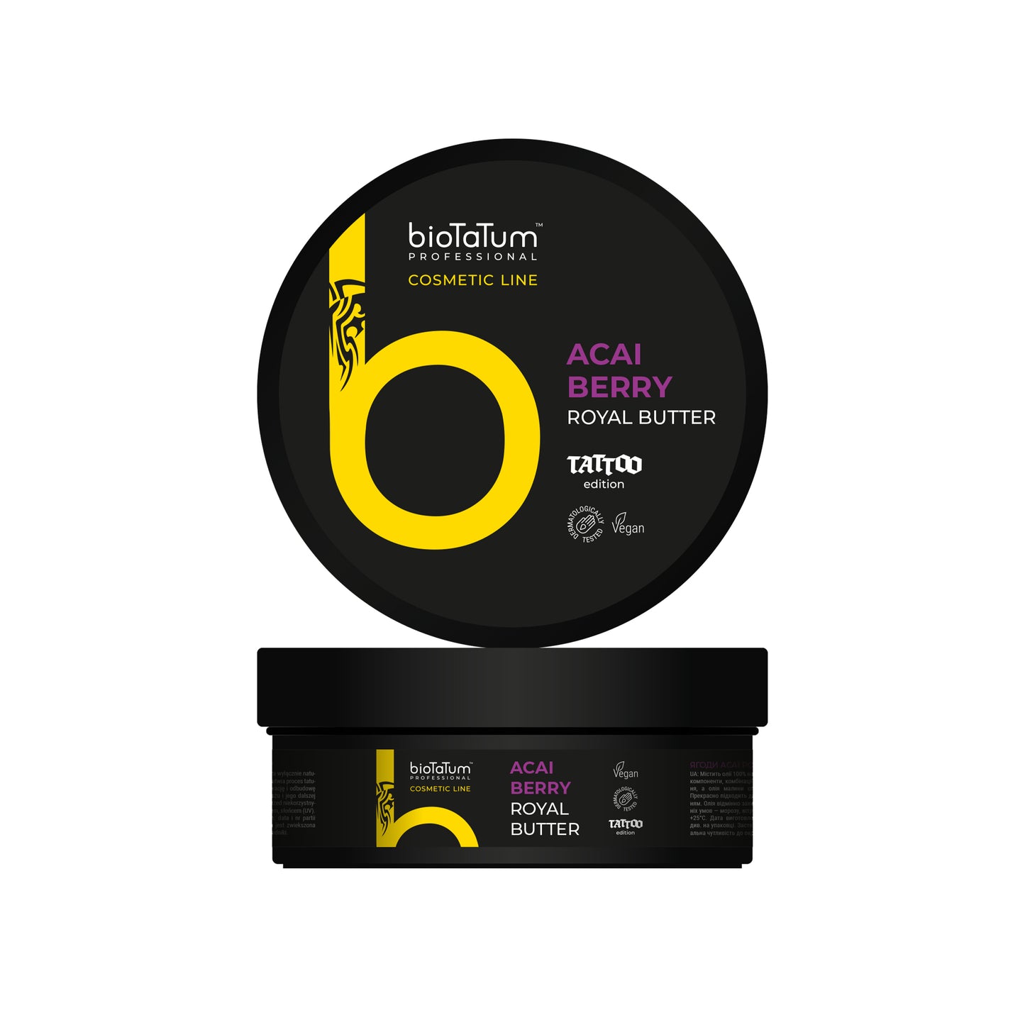 BioTaTum Royal Butter with Acai Berry, a vegan-friendly skincare solution for nourishment and regeneration, 250ml.