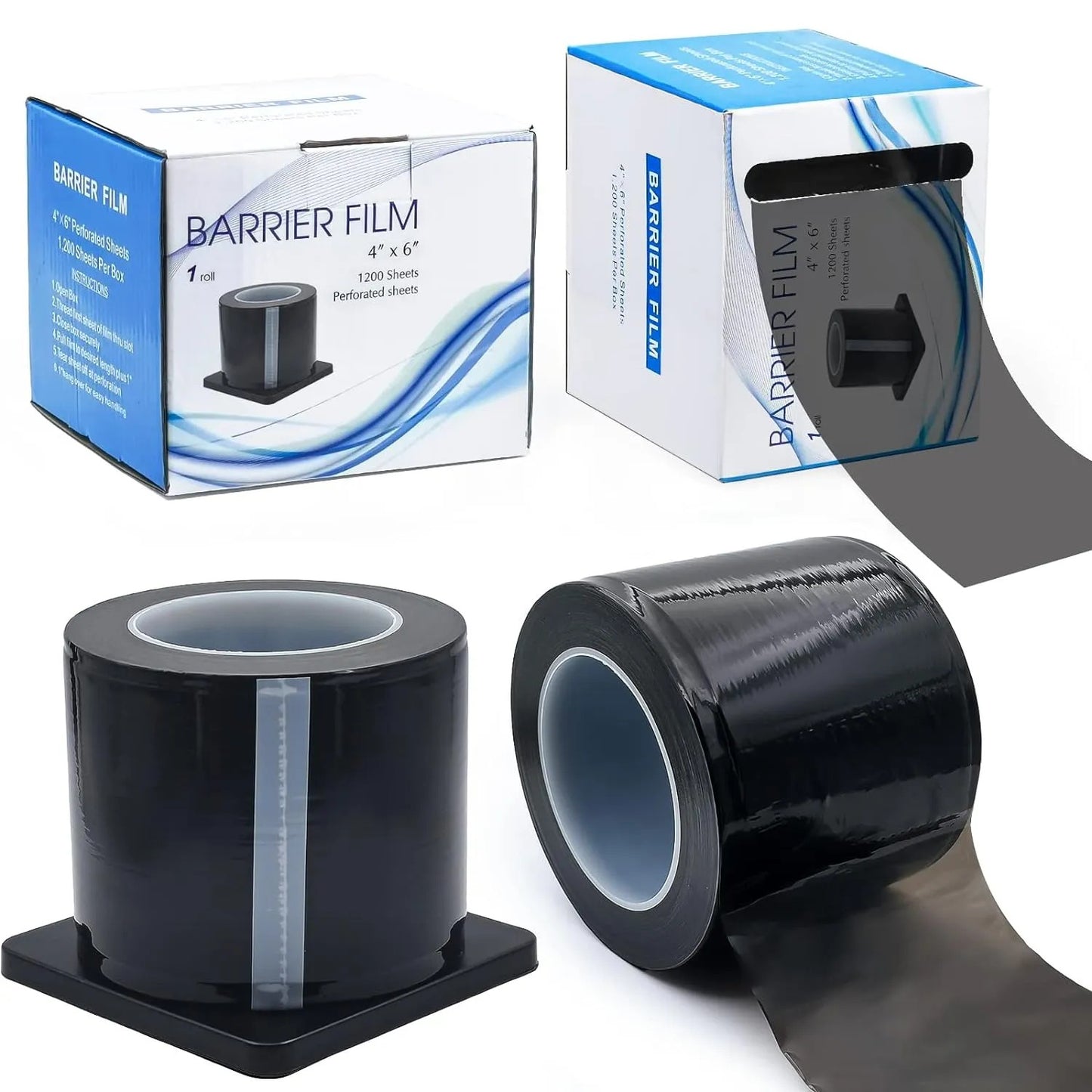 1200 pcs black disposable protective film sheets for tattoo equipment and surfaces, prevents contamination and damage from disinfectants