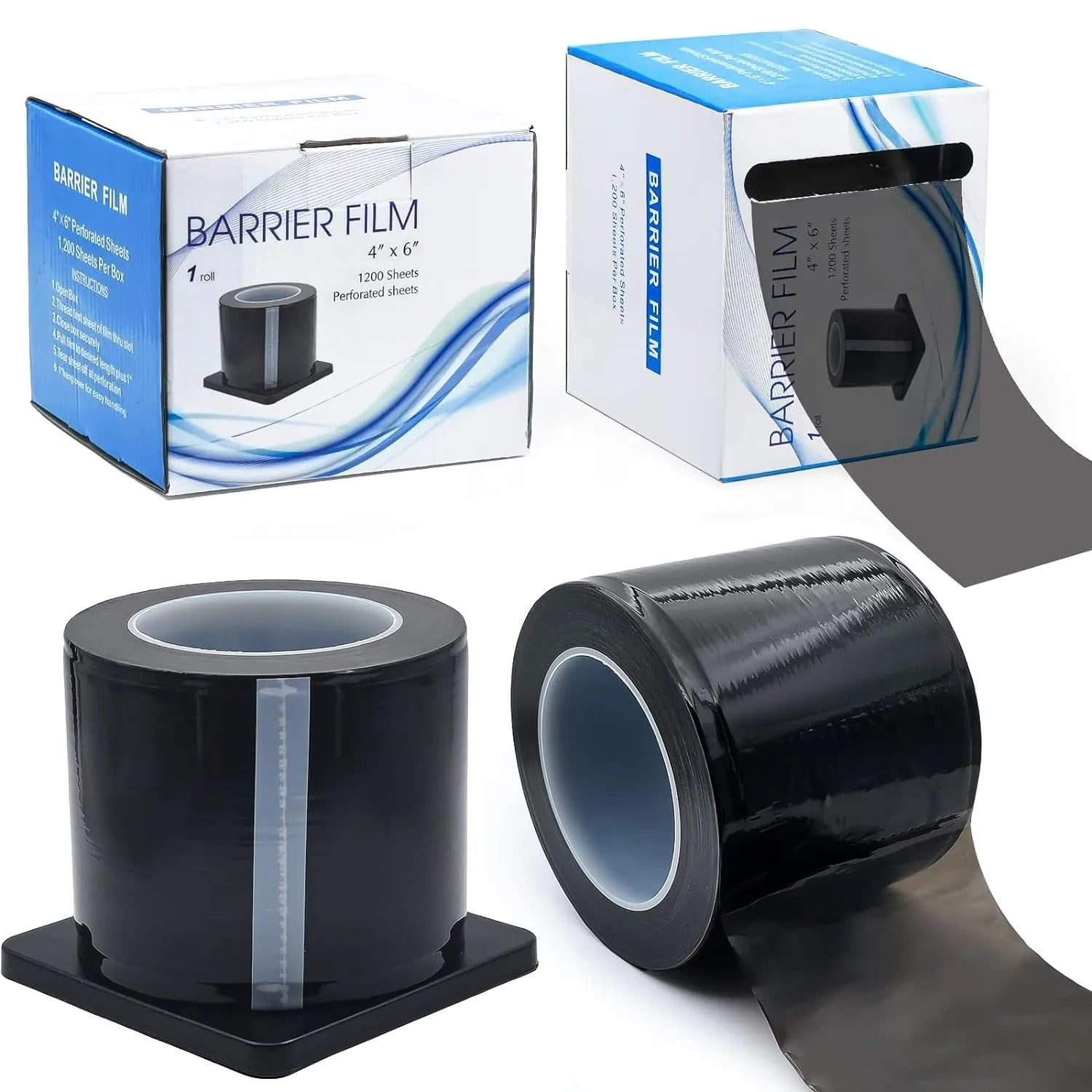 1200 pcs black disposable protective film sheets for tattoo equipment and surfaces, prevents contamination and damage from disinfectants
