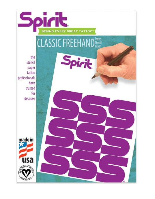 Spirit Classic Tattoo Carbon Paper for freehand copying, suitable for manual stencil creation by tattoo artists.