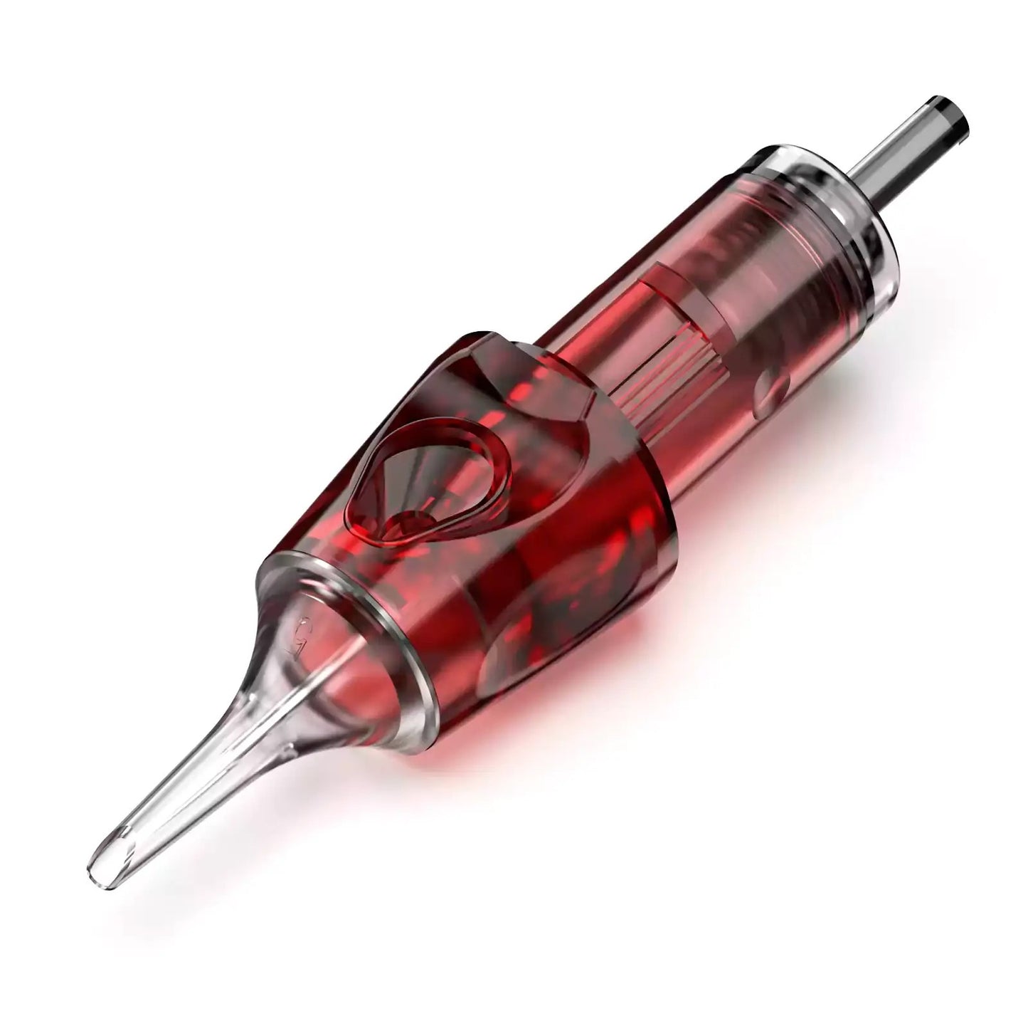 Photograph of a single CNC Police Tattoo Needle Cartridge in the Round Liner configuration. The cartridge is displayed prominently, highlighting its precision-engineered design for clean and precise lining in tattooing.