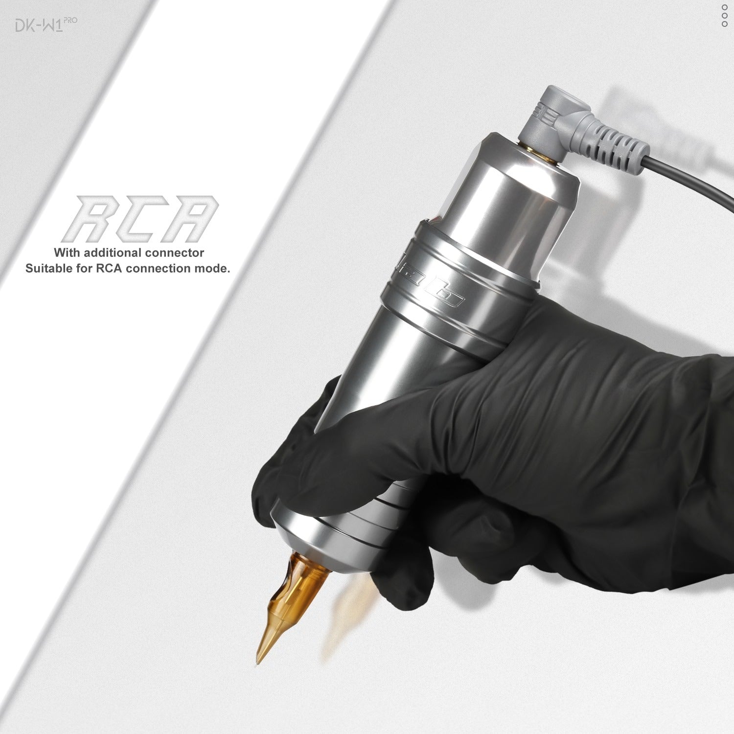DK-W1 PRO with RCA connector, demonstrating versatility in power modes.