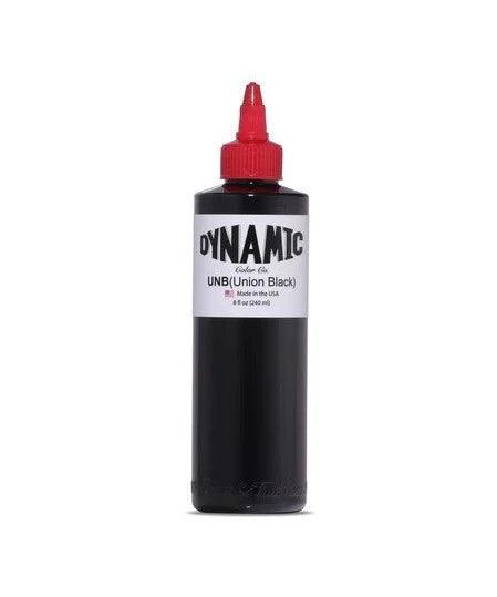 Dynamic Color black ink bottle with a vibrant red cap, highlighting its premium quality.