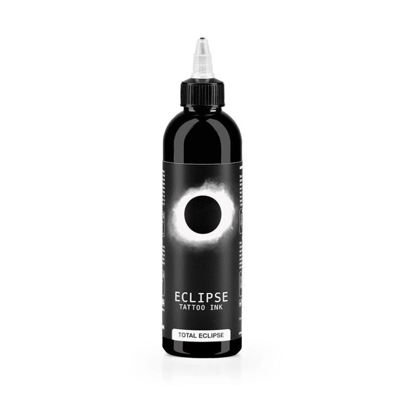 Eclipse Tattoo Ink – Total Eclipse 260 мл bottle, showcasing its rich black pigment for professional tattoo artists.