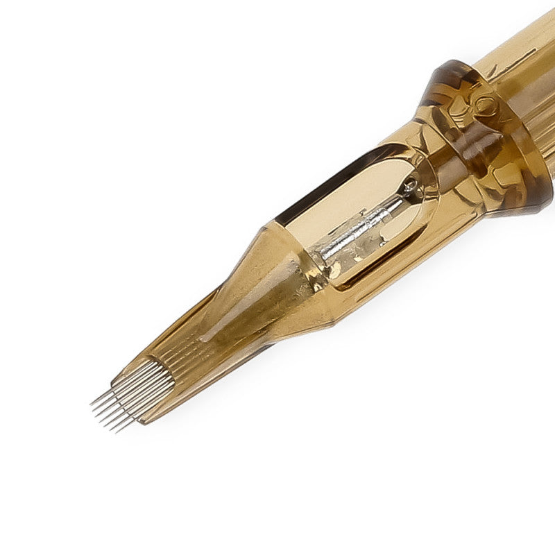 Close-up image of a Kwadron Magnum cartridge needle ideal for shading and filling tattoos.