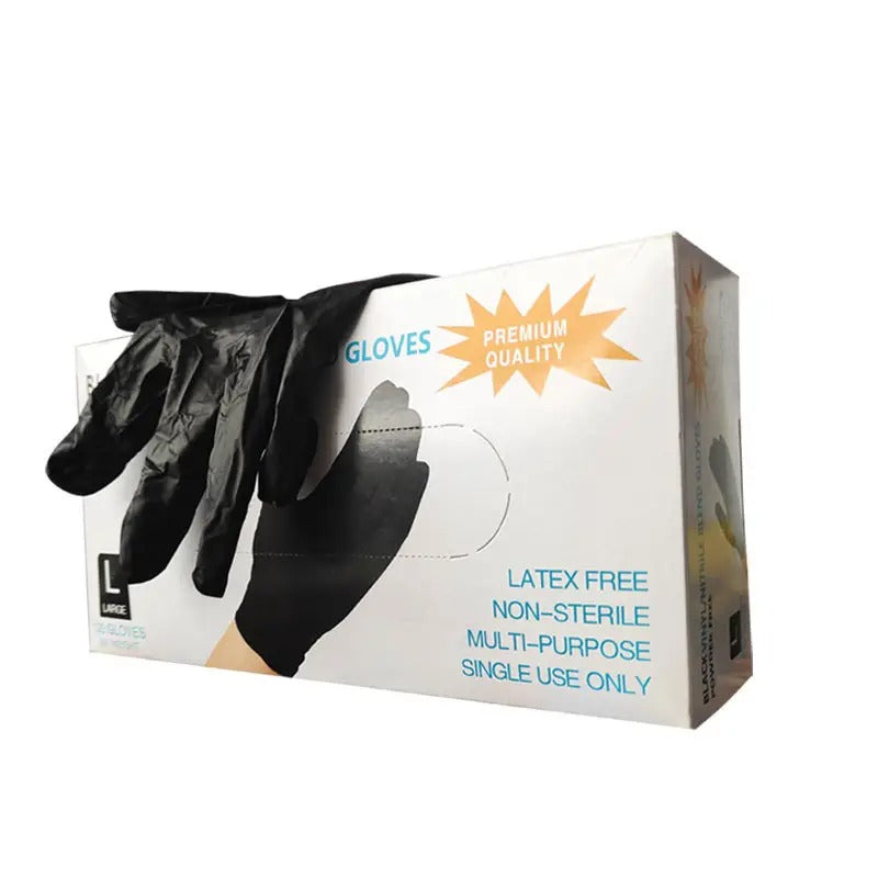 Black Vinyl/Nitrile Gloves 100pcs | Black Vinyl/Nitrile Gloves 100pcs
