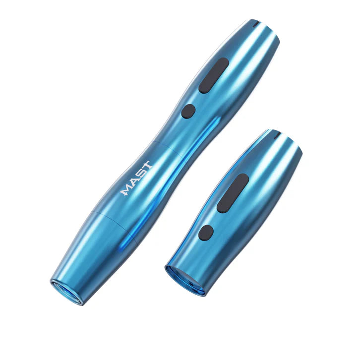 Mast P20 PMU pen in blue used during a PMU session with precise application.