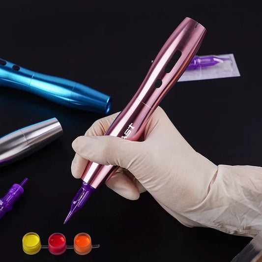 Mast P20 wireless PMU pen in pink finish, ideal for precise permanent makeup.