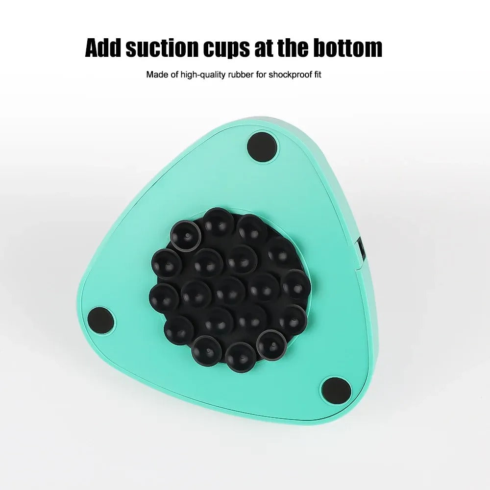 Bottom view of a Mini Vortex Mixer showing the suction cups for stability, made of high-quality rubber for a shockproof fit. The design enhances the mixer’s secure placement during operation