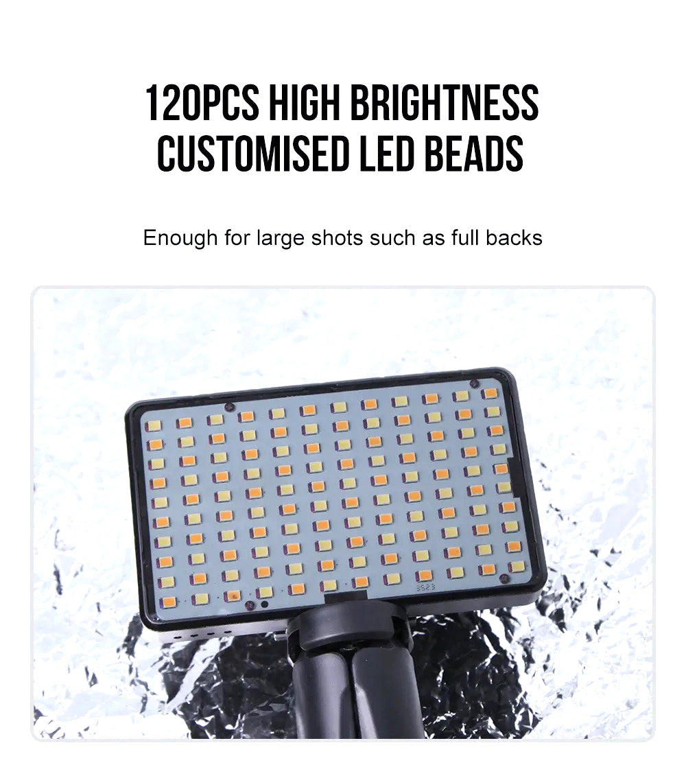 Close-up of Pro Line light panel with 120 high-brightness LED beads