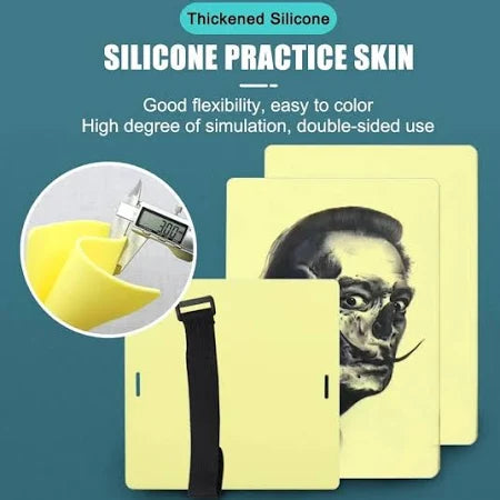Flexible and durable silicone practice skin for tattooing