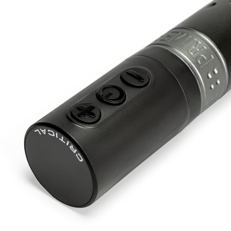 Side view of the Critical Prime Pen 4.2, showcasing the control buttons and ergonomic design.