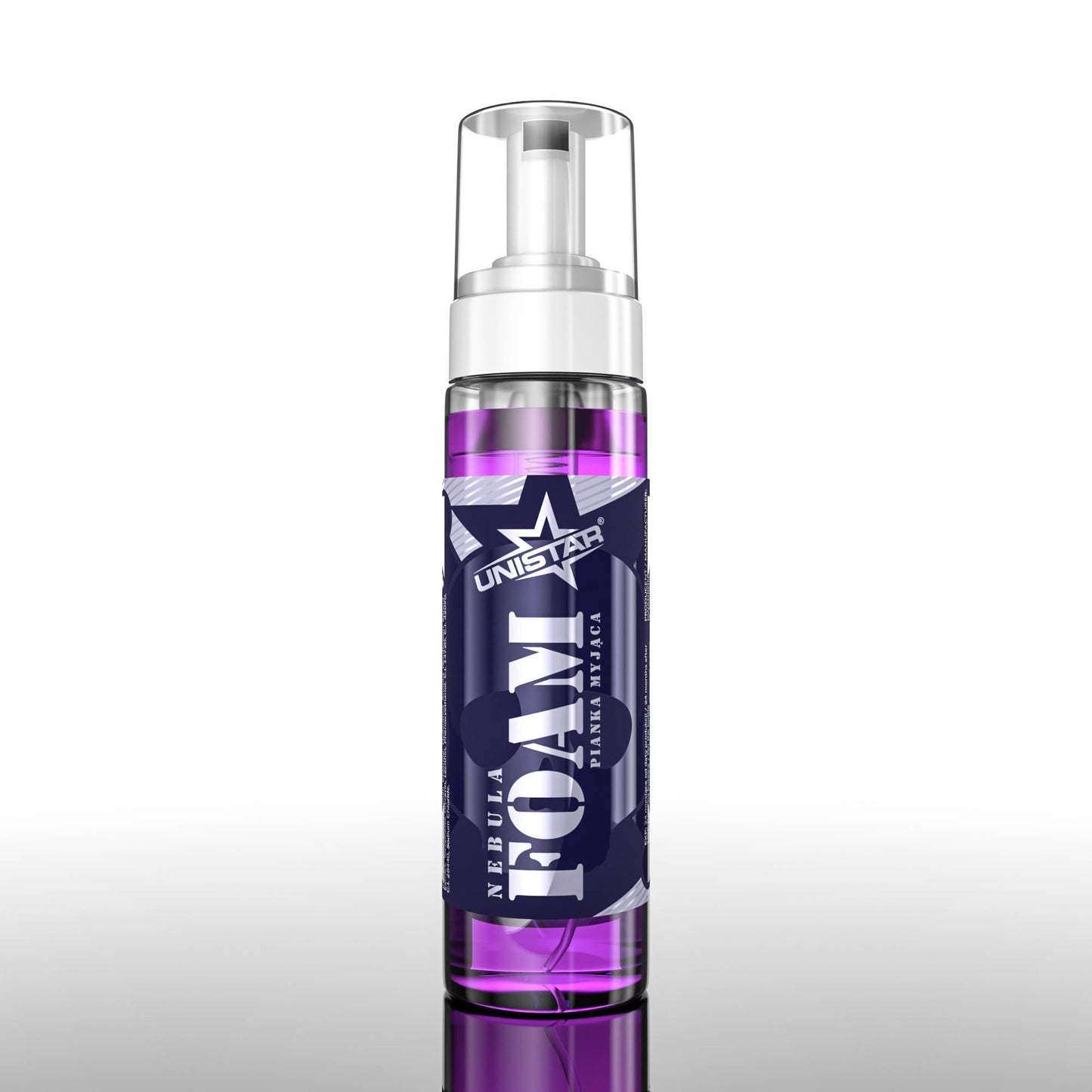 UNISTAR NEBULA™ Foam Anesthetic bottle showcased elegantly with reflective surface details.