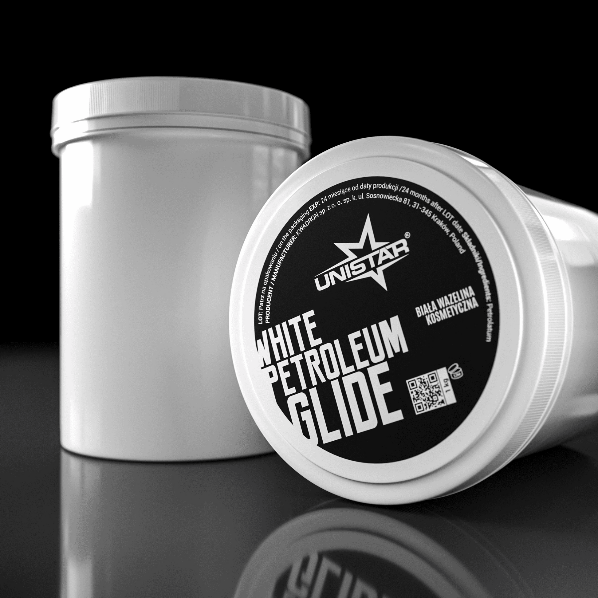 UNISTAR white petroleum jelly on a tattoo station, designed for safe and efficient tattoo procedures.