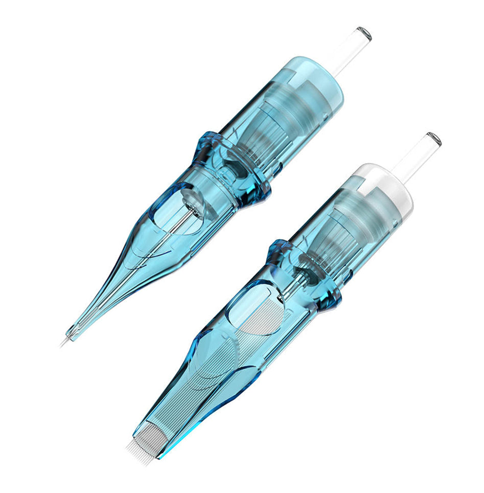 Two WJX ULTRA Generation 2 professional cartridge needles, made of medical-grade PC material for smooth ink flow and exceptional stability.