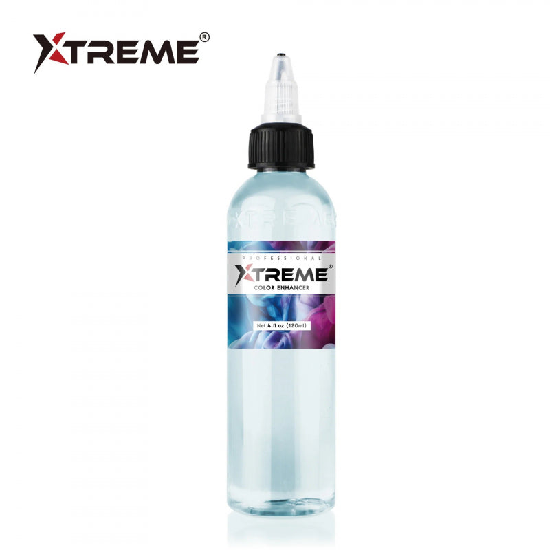 XTREME Ink Color Enhancer, 120ml, REACH-compliant solution designed to enhance the brightness and saturation of all tattoo inks. Perfect for professional tattoo artists.