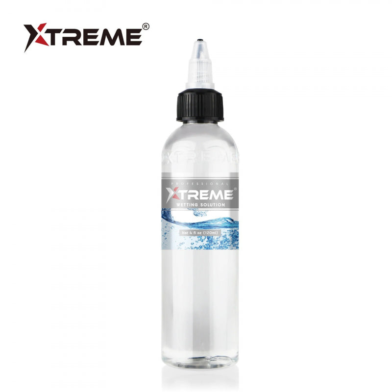 Xtreme Ink Wetting Solution, 120ml, REACH-compliant formula designed to dissolve hardened tattoo ink for reuse. Perfect for professional tattoo artists.