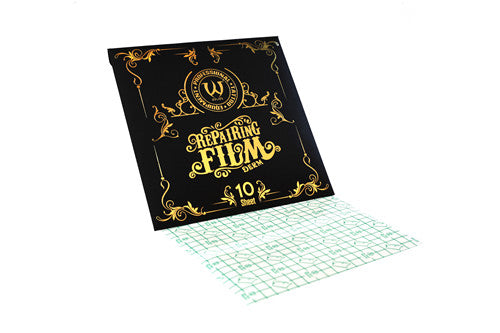Yellow AVA Repairing Film Protective Tattoo Film - 10 sheets, size 15x10 cm, offering waterproof, breathable, flexible, and hypoallergenic protection for fresh tattoos.