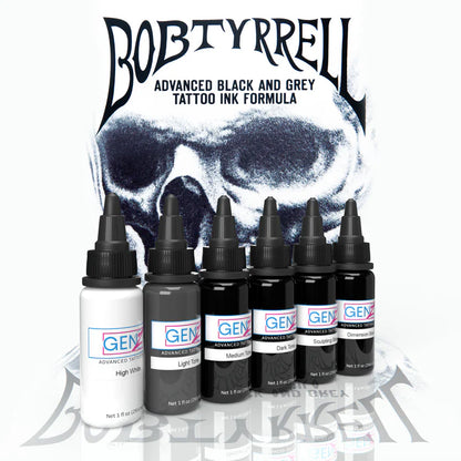 Intenze Ink Gen-Z Bob Tyrrell REACH | Advanced Black &amp; Gray Set 6x 30ml