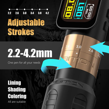 Ambition Seher Pro | Tattoo Machine with 6 Stroke Lengths 2.2mm-4.2mm