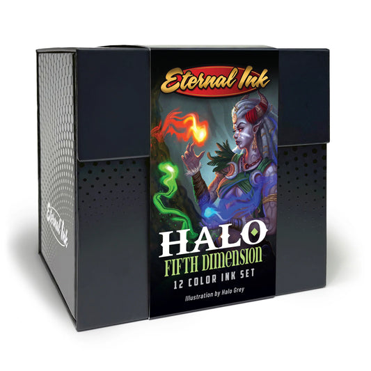 The Halo Fifth Dimension Ink Set brings together 12 opaque shades of intense light from the brightest levels
