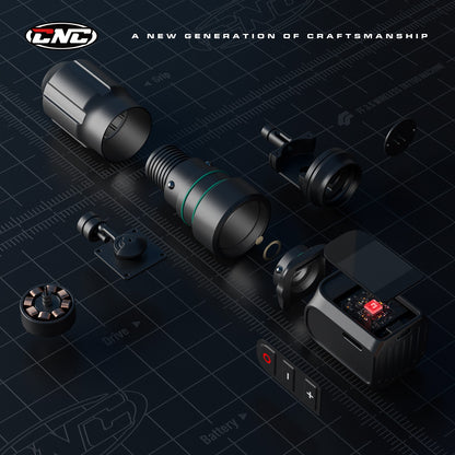 Disassembled CNC PRO tattoo machine displaying internal components such as the motor and grip assembly.