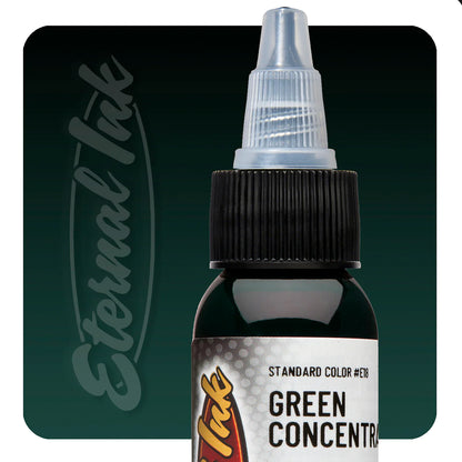 A translucent ink. A very dark green. 