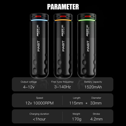 Mast Racer Pro | Wireless Tattoo Pen Machine 4.2MM Strokes