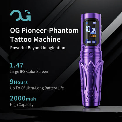 OG PHANTOM 1.47-inch IPS Color Screen Tattoo Pen 4.0mm | new generation wireless tattoo machine