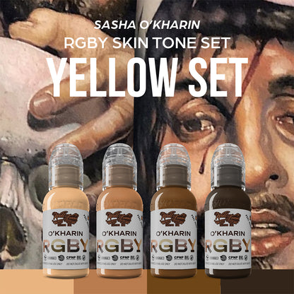 World Famous Limitless Tattoo Ink | Sasha O'Kharin RGBY Yellow Set - 4x30 ml