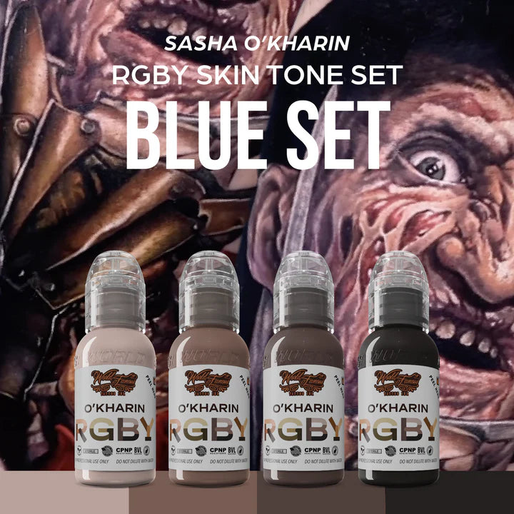 World Famous Limitless Tattoo Ink | Sasha O'Kharin RGBY Blue Set - 4x30 ml