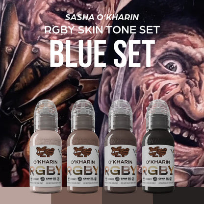 World Famous Limitless Tattoo Ink | Sasha O'Kharin RGBY Blue Set - 4x30 ml