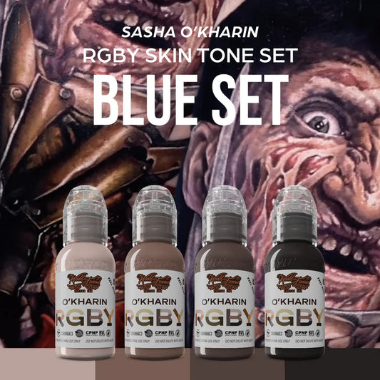 World Famous Limitless Tattoo Ink | Sasha O'Kharin RGBY Blue Set - 4x30 ml