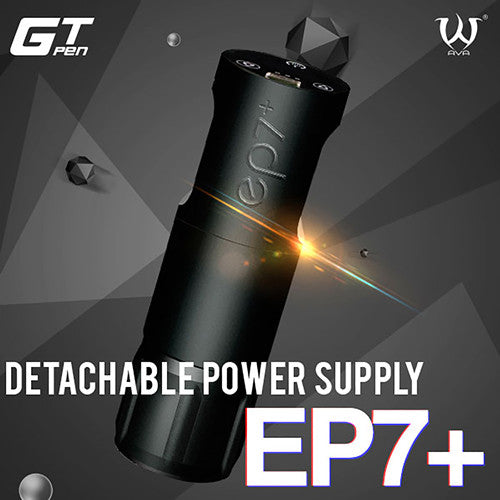 AVA GT Wireless Pen EP7+ in black with text highlighting its detachable power supply feature.