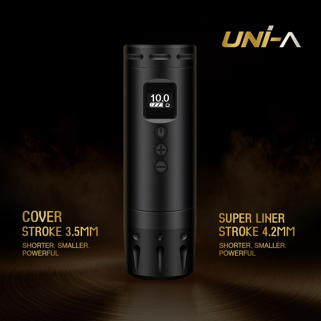 AVA Short Wireless Pen UNI-A in black with OLED screen and compact design.