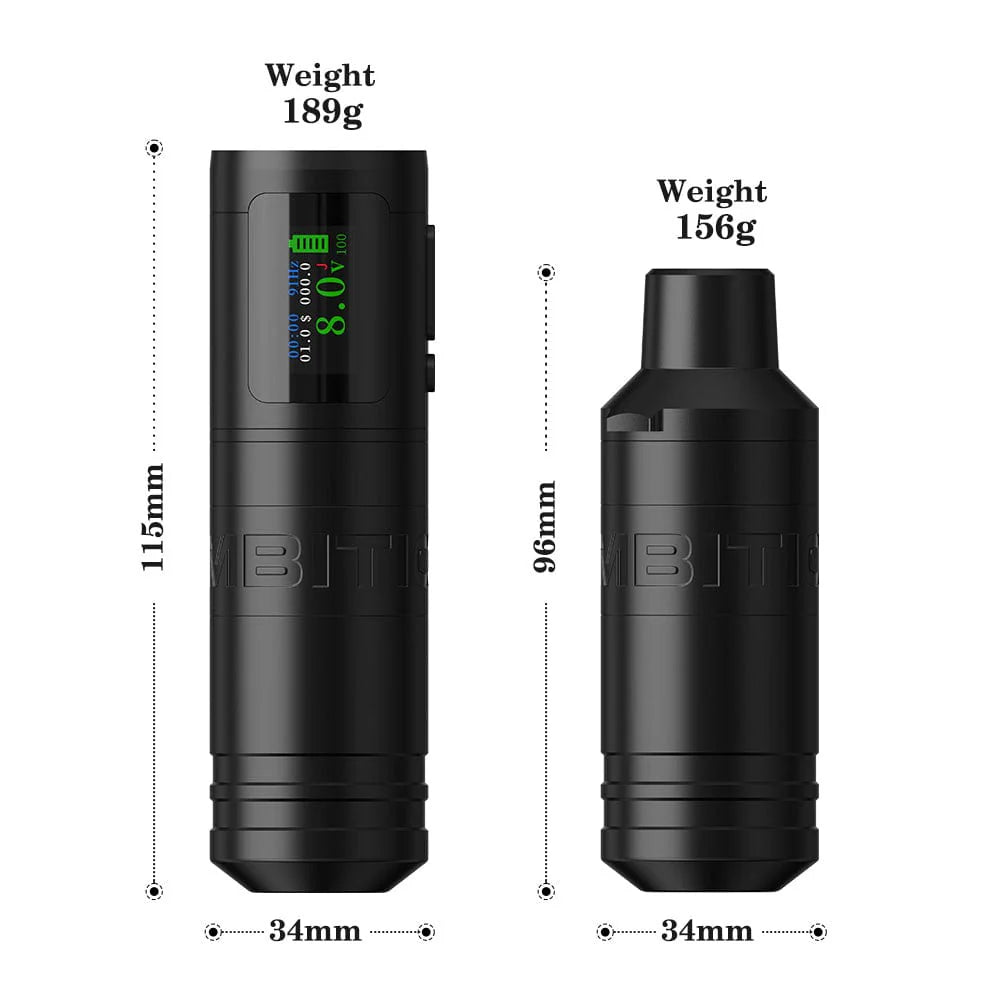Ambition Ninja Ultra | Black Wireless Tattoo Pen Machine (Dual Batteries)