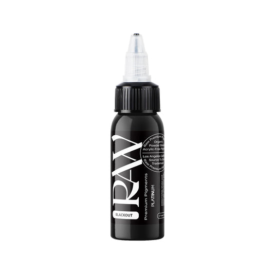 Blackout от Raw Premium Pigments е много тъмно черно мастило за татуировки