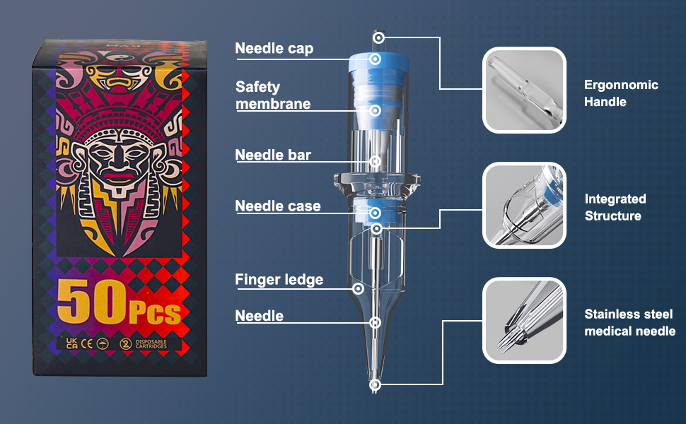 KVM 50Pcs Tattoo Cartridge Needles | mixed sizes