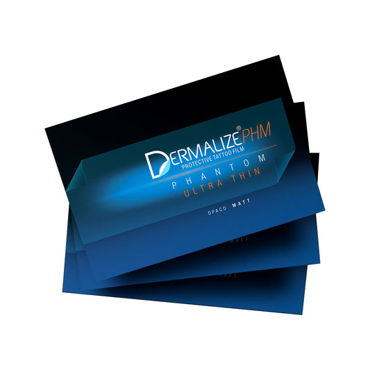 Pack of 7 Pre-Cut Sheets of Dermalize Phantom - Ultra Thin Protective Tattoo Film - 15 x 10 cm |  |Пачове защитно фолио за татуировки