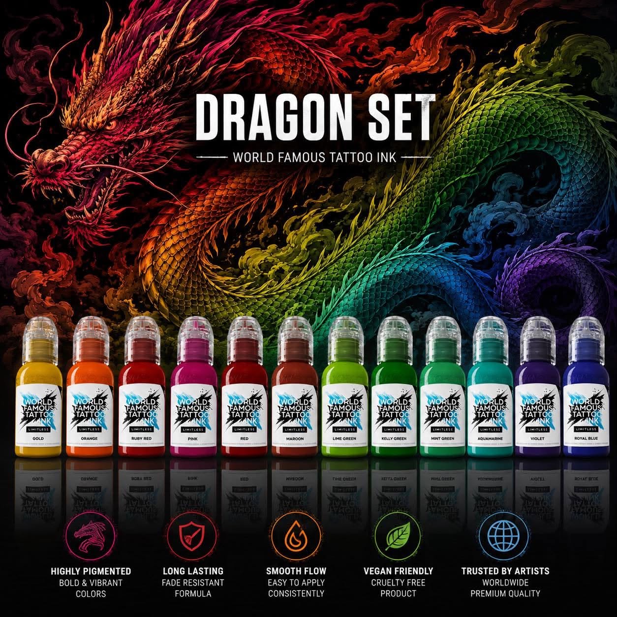 World Famous Limitless Tattoo Ink | Dragon Set 12x30 ml
