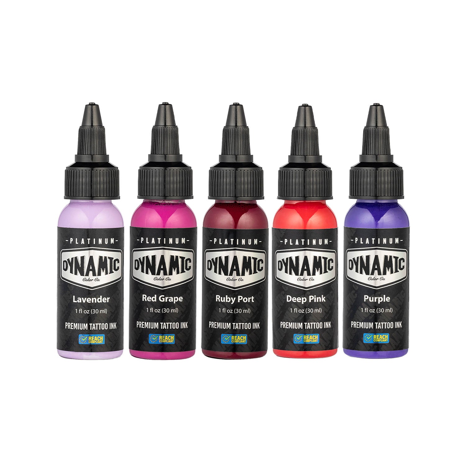 The Platinum range by Dynamic Colors Co is a fully REACH compliant line of EU tattoo inks, suitable for use anywhere in the world